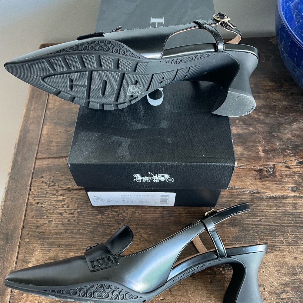 Coach Black Leather Slingback Flats - Picture 5 of 5